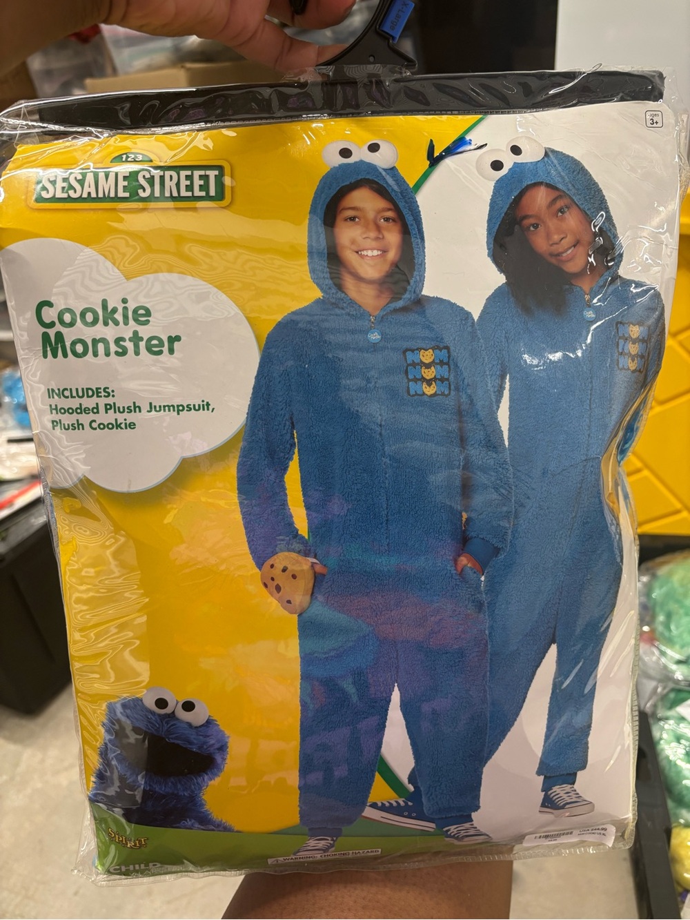 Spirit Halloween Kids Blue Cookie Monster Jumpsuit - Sesame Street Elmo XL